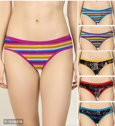Stylish Multicoloured Cotton Blend Hipster Briefs For Women Pack Of 6