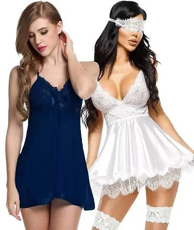 Stylish Fancy Designer Net Baby Doll Night Dress For Women Pack Of 2