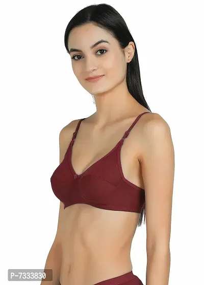 Women T-Shirt Cotton Non Padded Non-Wired Bra (Pack of 1) (Maroon)-thumb3