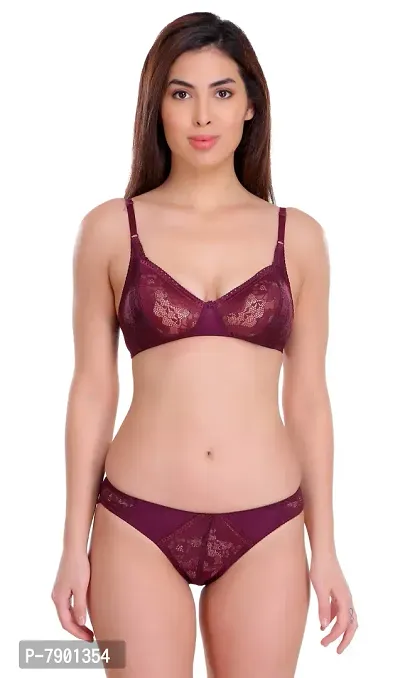 Buy Stylifes Women Cotton 2 Padded Bras, 2 Panty Set, Sexy Lingerie for  Honeymoon Daily Use Regular Set Color- Maroon Pink Bra Size 30B, S Panty  Size at