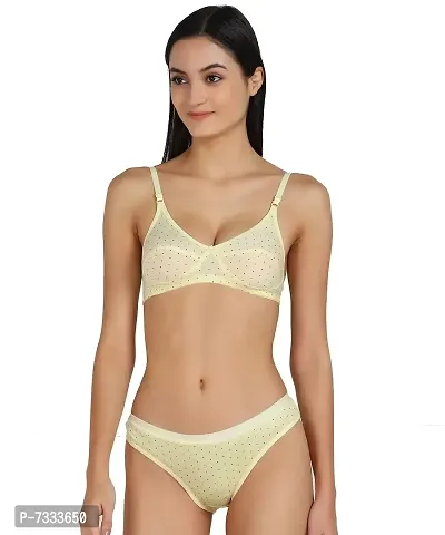 PIBU-Women's Cotton Bra Panty Set for Women Lingerie Set Sexy Honeymoon Undergarments ( Color : Yellow )( Pack of 1 )( Size :34) Model No : ZB SSet-thumb0