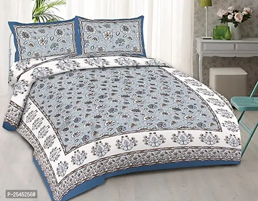 Cosy Light Weight Cotton Printed Double Bedsheet With 2 Pillow Covers-thumb0