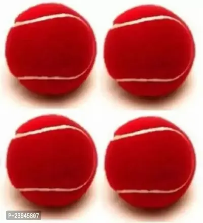 Cricket Tennis Ball Superior Grip High Bounce Standard Size Cricket Tennis Ball Pack Of 4, Red-thumb0