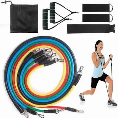 Minesfit Resistance Bands Elastic Rubber Rope Sport Expander Bodybuilding Exercise Resistance Tube- 11 Pieces