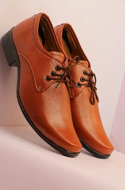 Stylish Leather Brown Solid Formal Shoes For Men