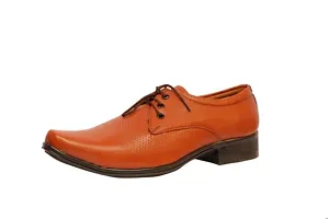 Stylish Leather Brown Solid Formal Shoes For Men-thumb1