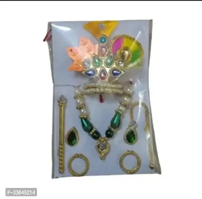 Multi Color Laddu Gopal Mukut with Necklace Set