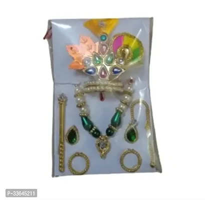 Multi Color Laddu Gopal Mukut with Necklace Set