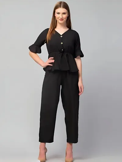 Contemporary Crepe Solid Co-Ords Set For Women