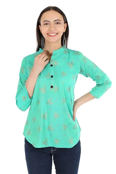 one amore Cotton Tunic | V-Neck | Casual | Regular Fit | 3/4 Sleeve | Hip Length