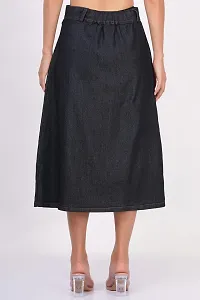 Women's Solid Denim A-line Long Skirt-thumb1