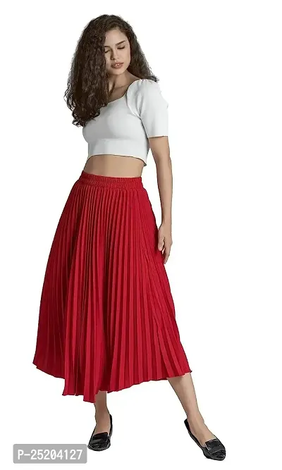 one amore Classic Stretchy All Time Trendy Pleated Skirt for Women-thumb0