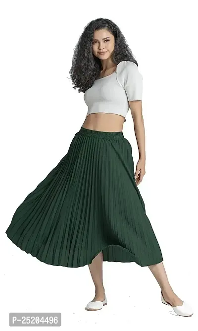 one amore Classic Stretchy All Time Trendy Pleated Skirt for Women