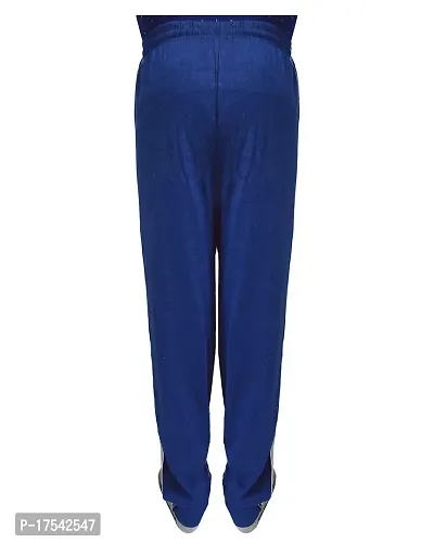 Aakarshini Straight fit cotton night pants sports with side pockets for summer gym blue-thumb2