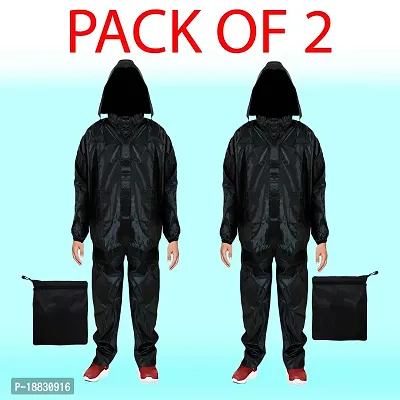 Waterproof raincoat jacket, lower and carry bag with multiple pockets, premium zip for men and women for bike riding combo pack of 2 SIZE L-thumb0
