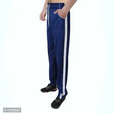 Aakarshini Straight fit cotton night pants sports with side pockets for summer gym blue-thumb0