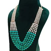 Sharma Jewellers Stylish Crystal Bead Necklace Traditional Jewellery Set for Women in Bottle Green Color-thumb1