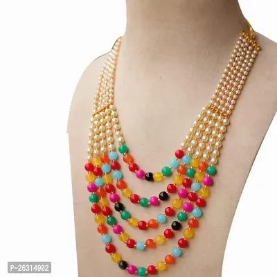 Sharma Jewellers Stylish Crystal Bead Necklace Traditional Jewellery Set for Women in Multicolor Color-thumb2