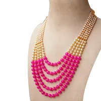 Sharma Jewellers Stylish Crystal Bead Necklace Traditional Jewellery Set for Women in Pink Color-thumb1