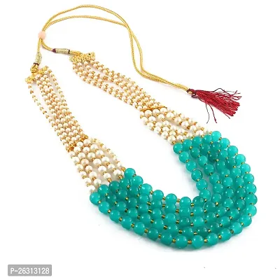 Sharma Jewellers Stylish Crystal Bead Necklace Traditional Jewellery Set for Women in Bottle Green Color