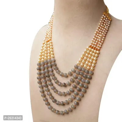 Sharma Jewellers Stylish Crystal Bead Necklace Traditional Jewellery Set for Women in Grey Color