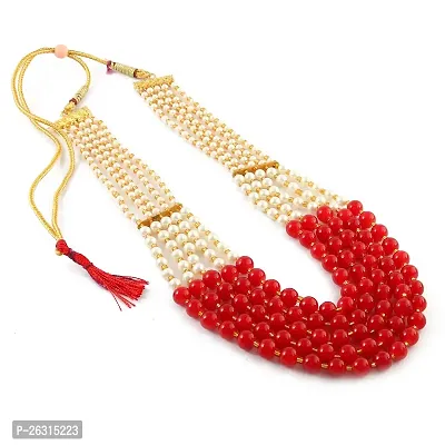 Sharma Jewellers Stylish Crystal Bead Necklace Traditional Jewellery Set for Women in Red Color