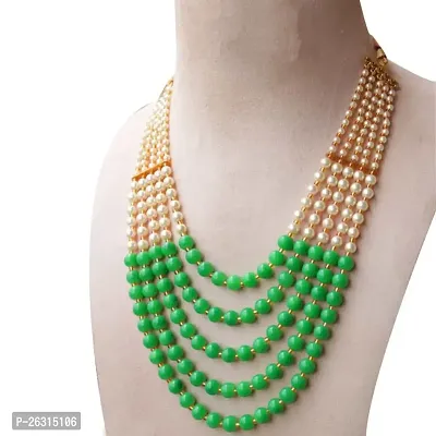 Sharma Jewellers Stylish Crystal Bead Necklace Traditional Jewellery Set for Women in Light Green Color-thumb2