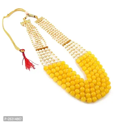 Sharma Jewellers Stylish Crystal Bead Necklace Traditional Jewellery Set for Women in Yellow Color