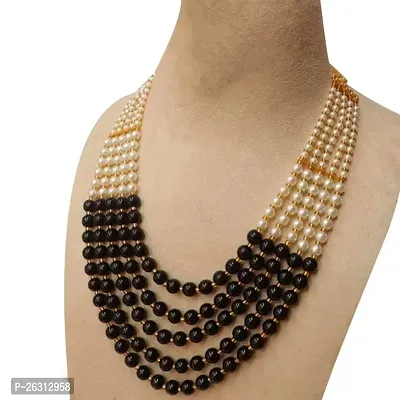 Sharma Jewellers Stylish Crystal Bead Necklace Traditional Jewellery Set for WomenBlack-thumb2