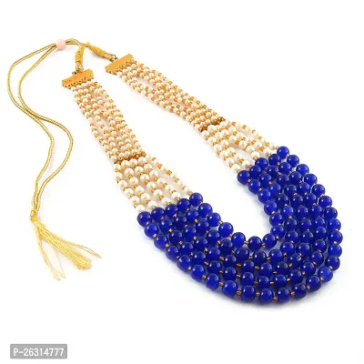 Sharma Jewellers Stylish Crystal Bead Necklace Traditional Jewellery Set for Women in Navy Blue Color-thumb0