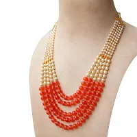 Sharma Jewellers Stylish Crystal Bead Necklace Traditional Jewellery Set for Women in Red Color-thumb1