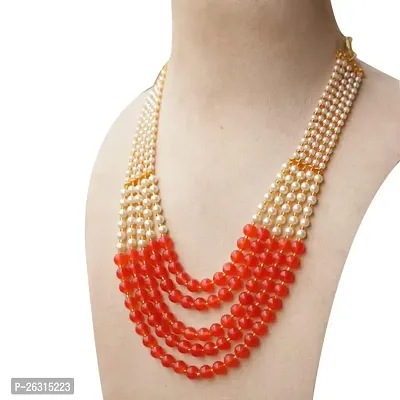 Sharma Jewellers Stylish Crystal Bead Necklace Traditional Jewellery Set for Women in Red Color-thumb2