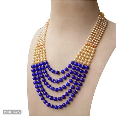Sharma Jewellers Stylish Crystal Bead Necklace Traditional Jewellery Set for Women in Navy Blue Color-thumb2