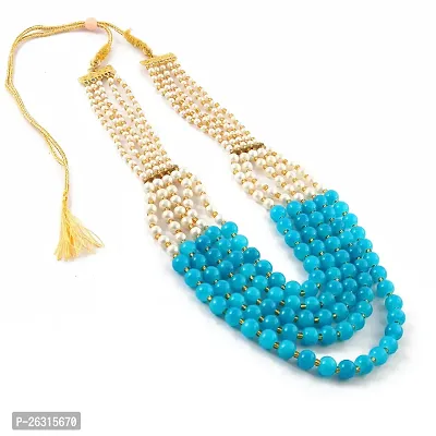 Sharma Jewellers Stylish Crystal Bead Necklace Traditional Jewellery Set for Women in Light Blue Color