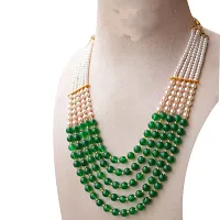 Sharma Jewellers Stylish Crystal Bead Necklace Traditional Jewellery Set for Women in Green Color-thumb1
