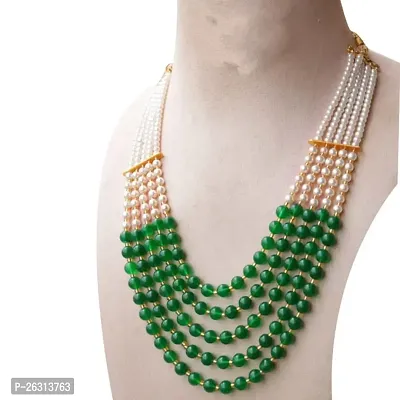 Sharma Jewellers Stylish Crystal Bead Necklace Traditional Jewellery Set for Women in Green Color-thumb2