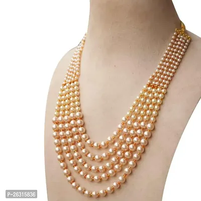 Sharma Jewellers Stylish Crystal Bead Necklace Traditional Jewellery Set for Women in Golden Color-thumb2