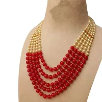 Sharma Jewellers Stylish Crystal Bead Necklace Traditional Jewellery Set for Women in Maroon Color-thumb1