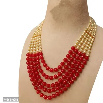 Sharma Jewellers Stylish Crystal Bead Necklace Traditional Jewellery Set for Women in Maroon Color-thumb2