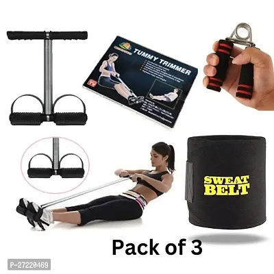 Single Spring Tummy Trimmer and Sweat Belt with V shape Grip Men and women Pack of 3