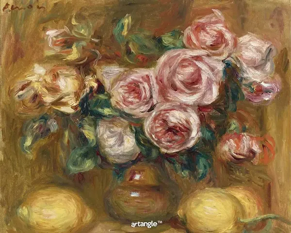 Artangle Pierre Auguste Renoir - Still life with Roses and Lemons Print