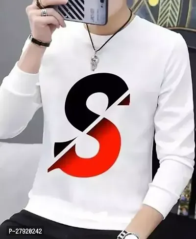 Elegant White Cotton Printed Round Neck Tees For Men-thumb0