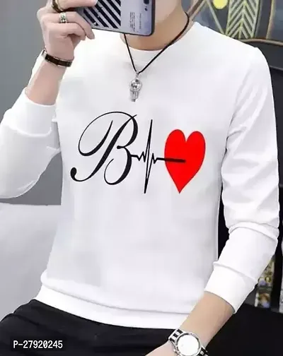 Elegant White Cotton Printed Round Neck Tees For Men-thumb0