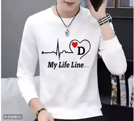 Elegant White Cotton Printed Round Neck Tees For Men-thumb0