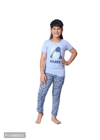 Fabulous Multicoloured Cotton Printed Top With Bottom Set For Girls