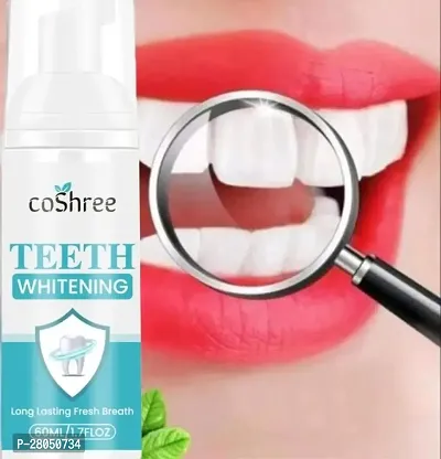 COSHREE Teeth Whitening Foam Toothpaste Makes You Reveal Perfect  White Teeth, Natural Whitening Foam Toothpaste Mousse with Fluoride Deeply Clean Gums Remove Stains-60ml-thumb0