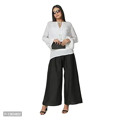 Swastik Stuffs Rayon Palazzo Pant for Women/Girls Black, Sky Blue (Free Size_Pack of 2)-thumb4