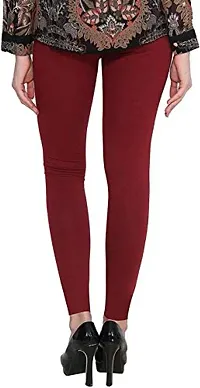 Swastik Stuffs Ankle Length Leggings Combo for Womens Free Size (SSALWM2_White,Maroon) (Pack of 2)-thumb2