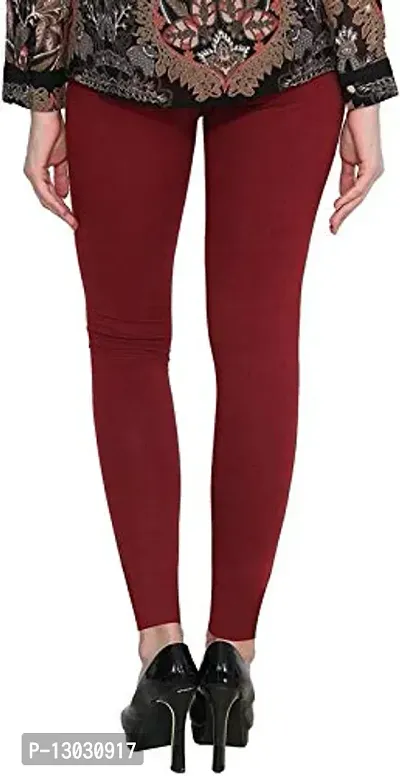 Swastik Stuffs Ankle Length Leggings Combo for Womens Free Size (SSALWM2_White,Maroon) (Pack of 2)-thumb3