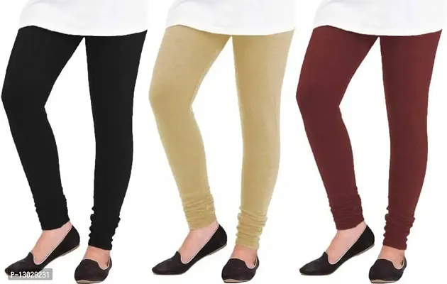 Swastik Stuffs Legging (Black Maroon Beige Solid)